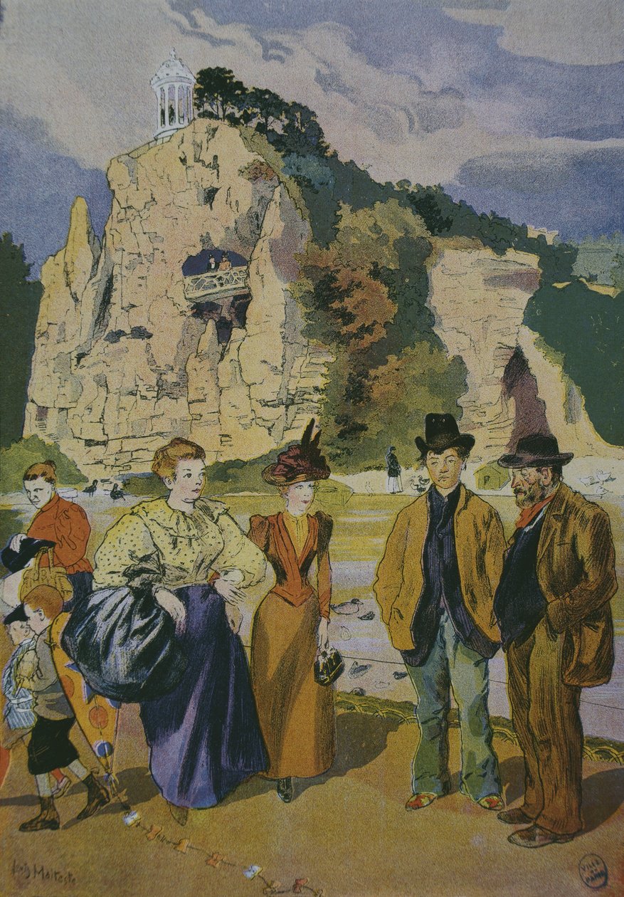 The Buttes Chaumont（彩色雕刻） 作者 路易斯·马尔泰斯（Louis Malteste）