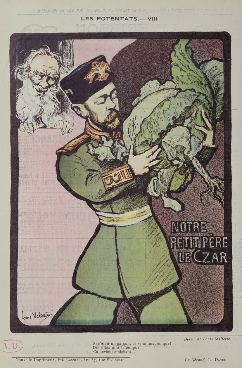 沙皇尼古拉二世和托尔斯泰，1902年 作者 路易斯·马尔泰斯（Louis Malteste）