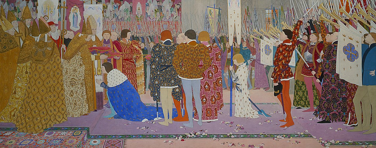 多恩斯兰斯的皇冠，来自圣女贞德系列E，1907年（画布上的油画和金箔） 作者 路易斯·莫里斯·布泰·德·蒙维尔