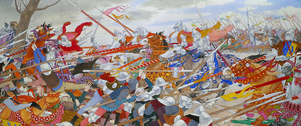 冲突的动荡，来自圣女贞德系列D，c.1905-11（画布上的油画和金箔） 作者 路易斯·莫里斯·布泰·德·蒙维尔