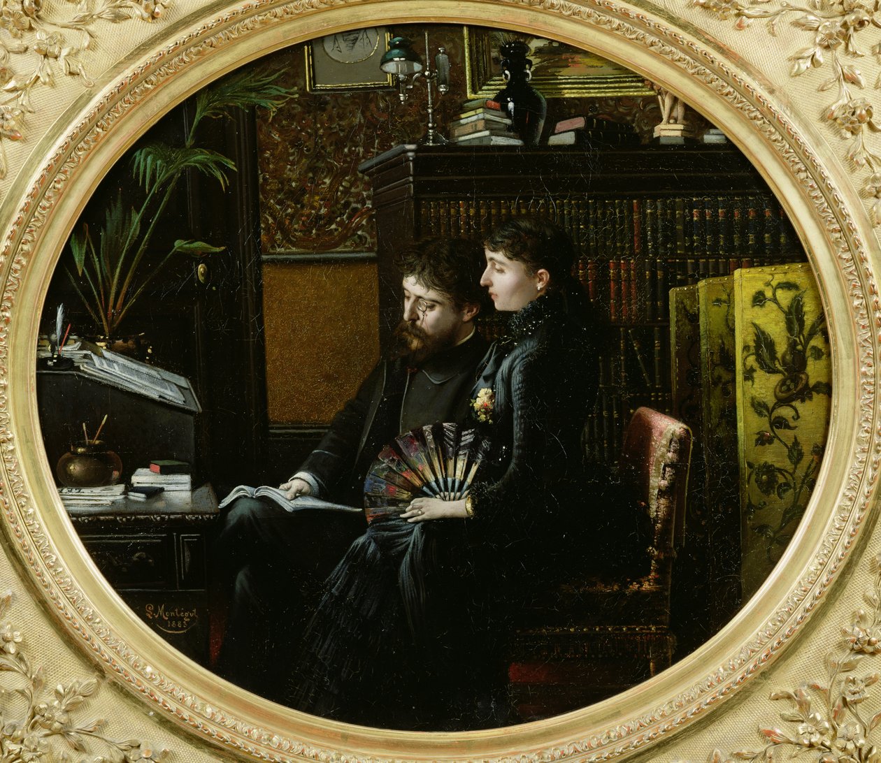 Alphonse Daudet（1840-97）和他的妻子在他们的研究中，1883年 作者 路易·蒙特古特