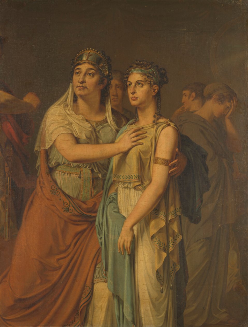 Jean Racine的女演员Joanna Cornelia Ziesenis-Wattier和Geertruida Jacoba Grevelink-Hilverdink在Iphigenia 作者 路易斯·莫里茨