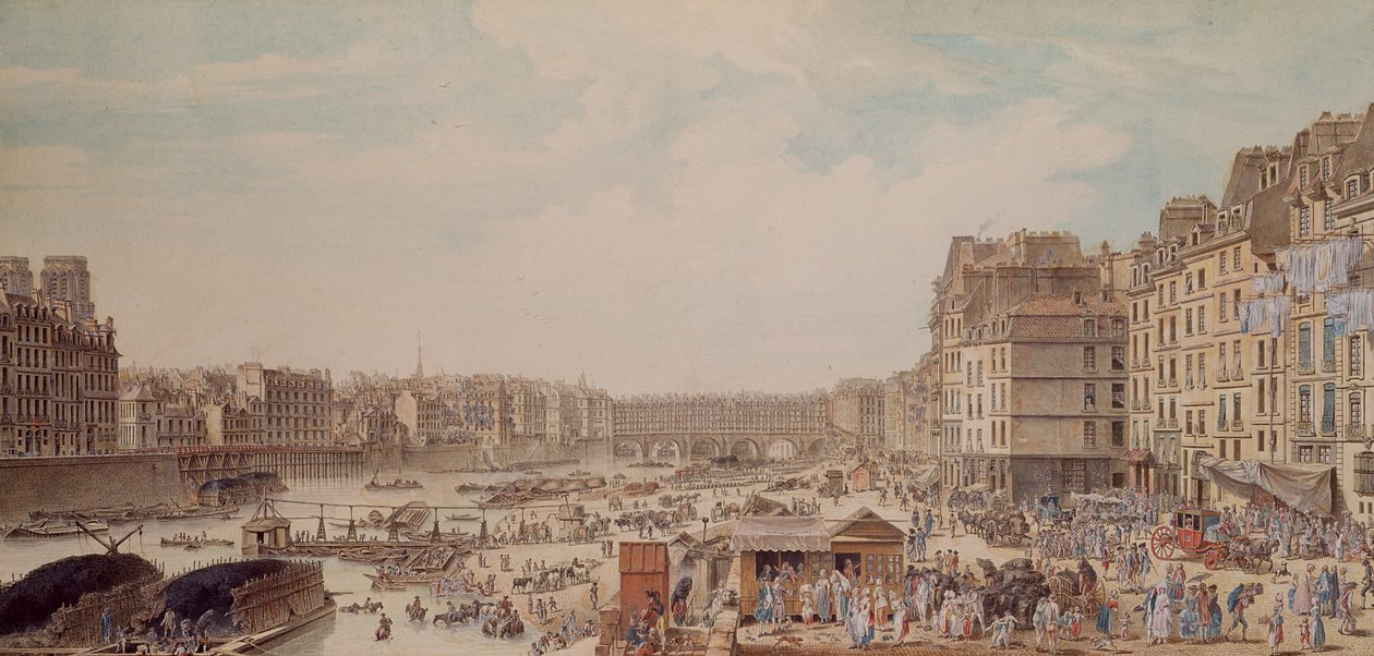 The Port au Ble和Pont Notre-Dame，1782 作者 路易斯·尼古拉斯·德·莱斯皮纳斯