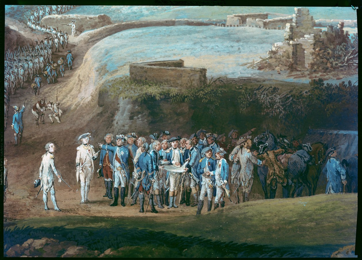 1781年10月1日至17日，约克镇围城，1784年中央集团的细节 作者 路易斯·尼古拉斯·范·布拉伦伯格