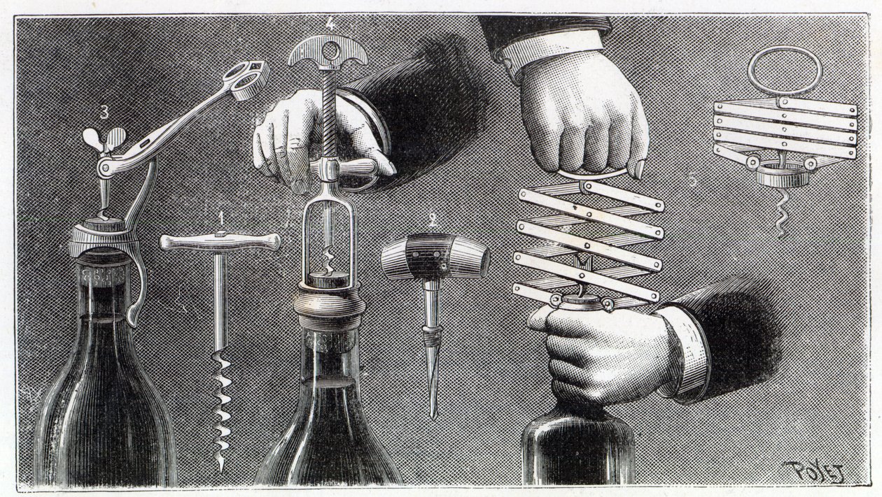 不同类型的开瓶器，1893年 作者 路易·波耶特