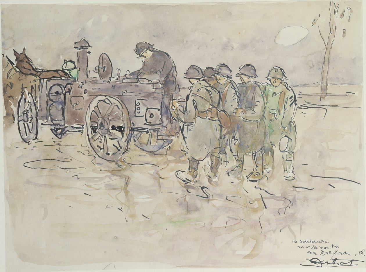 1918年贝尔福之路上的野外厨房（笔墨和纸上的卫生间） 作者 路易斯·罗伯特·安特拉尔