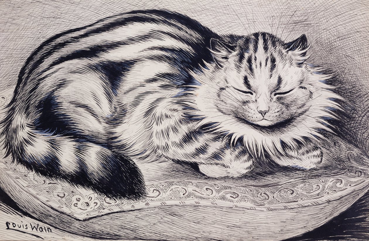 猫（纸笔墨水和身体颜色） 作者 路易·韦恩
