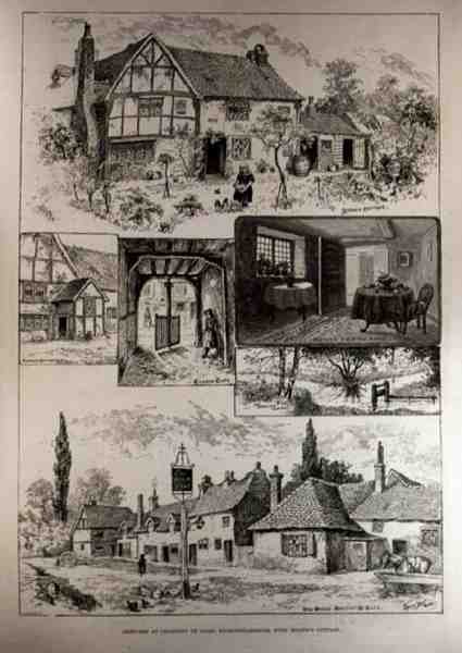 1887年6月4日，来自伦敦新闻画报的米尔顿小屋，位于白金汉郡Chalfont St. Giles的草图 作者 路易·韦恩