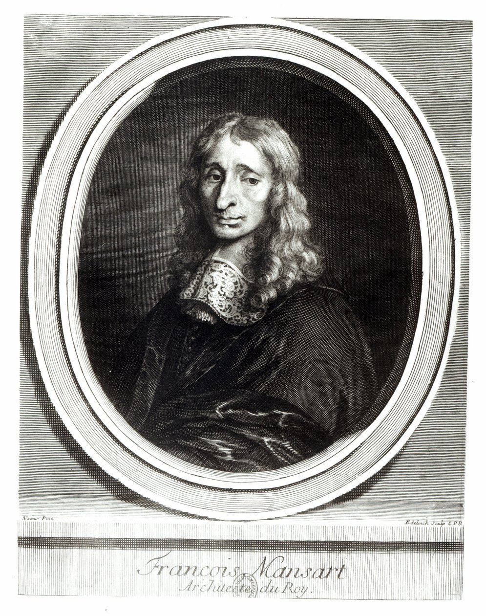 Francois Mansart（1598-1666）的肖像，由Gerard Edelinck（1640-1707）雕刻 作者 路易·德·那慕尔