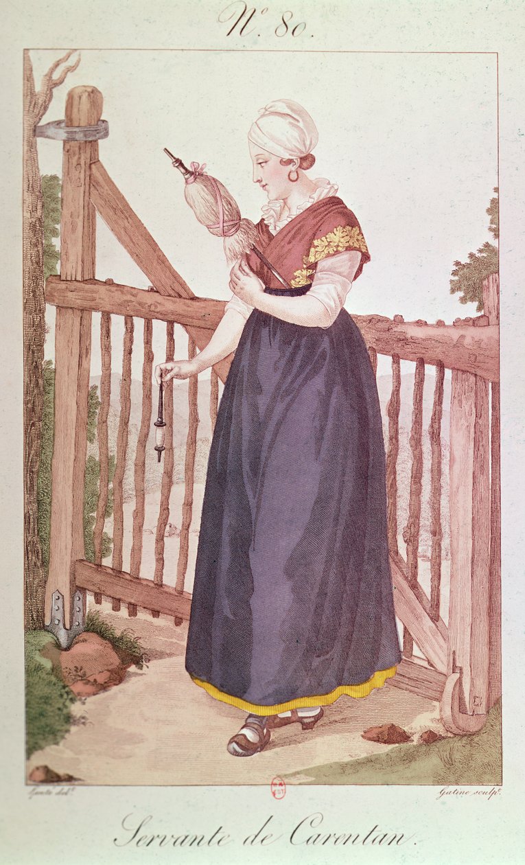 来自Carentan的仆人服装，由Georges Jacques Gatine打印 作者 路易·玛丽·兰特（Louis Marie Lante）