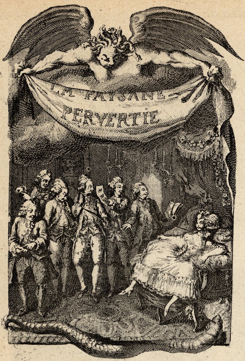 法国作家Restif de La Bretonne（1734-1806）为 "La Paysanne pervertie ou les Dangers de la ville "提供的插图。18世纪比内特的雕刻作品。 作者 路易斯（之后）毕奈特