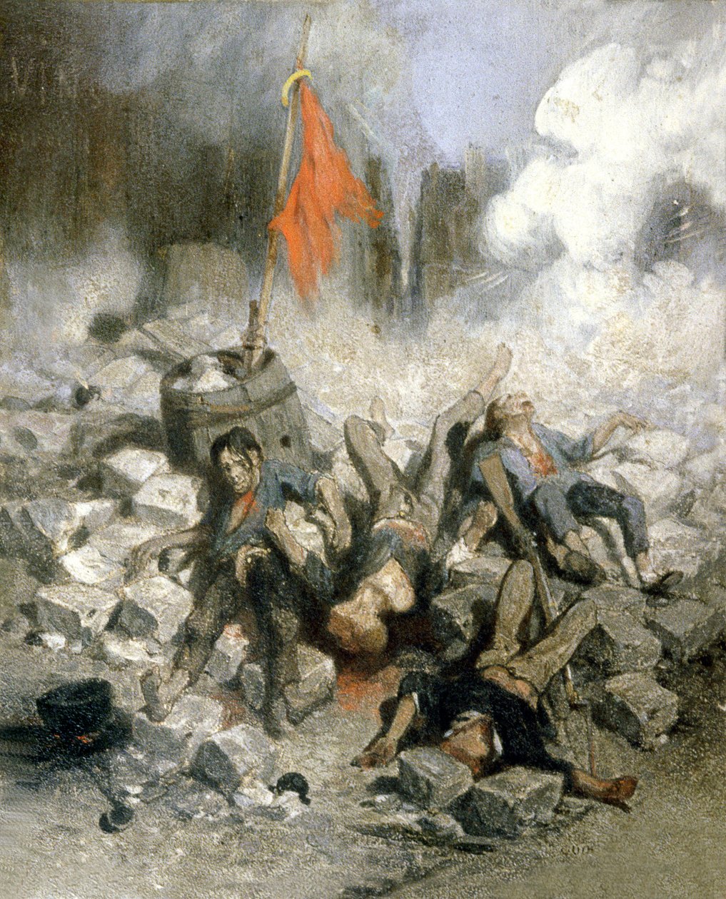 1848 年革命：巴黎街垒（油画） 作者 路易斯·阿道夫·赫尔维尔