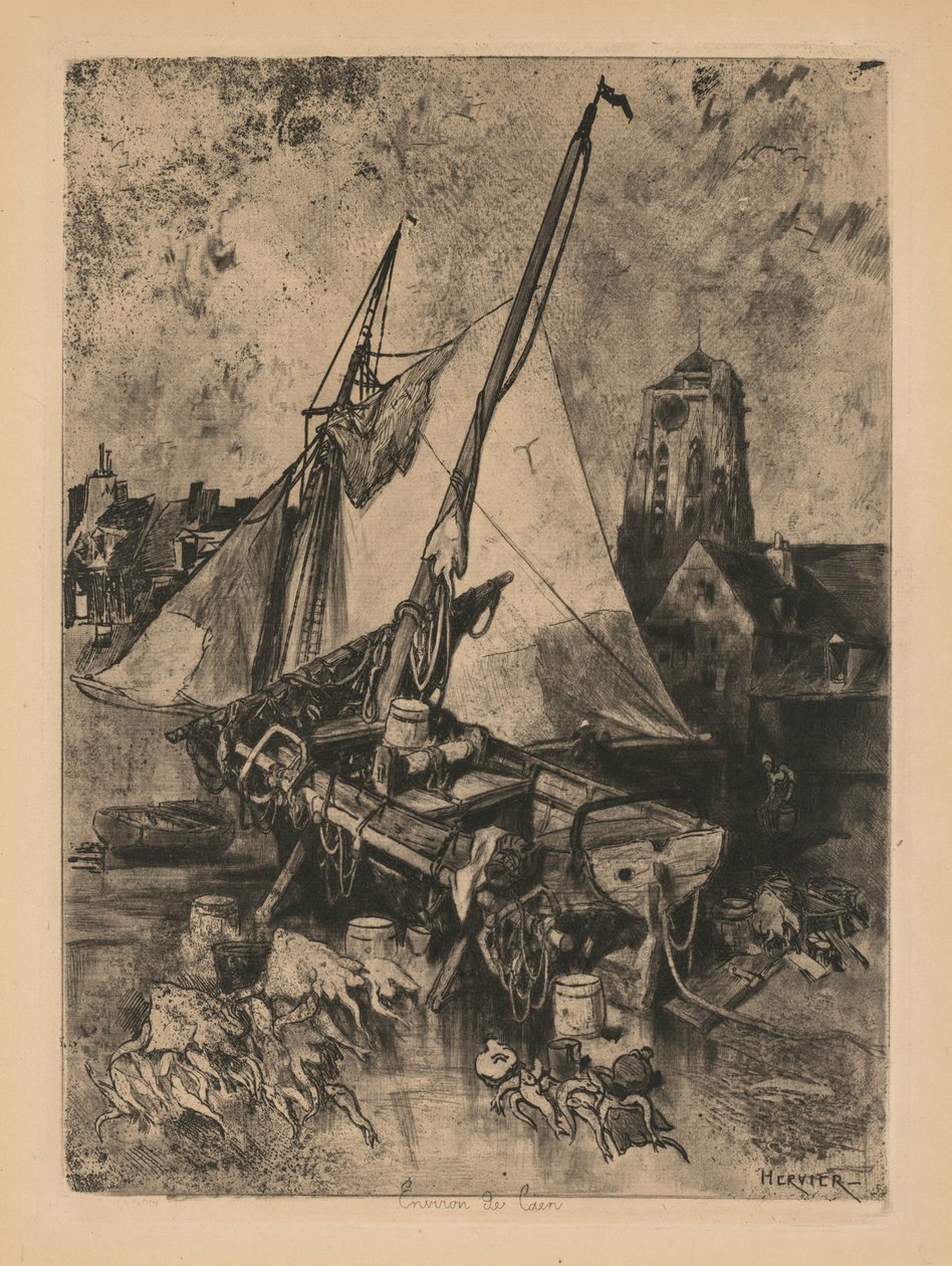 渔船，诺曼底环境卡昂，c。 1862-1864年。 作者 路易斯·阿道夫·赫尔维尔