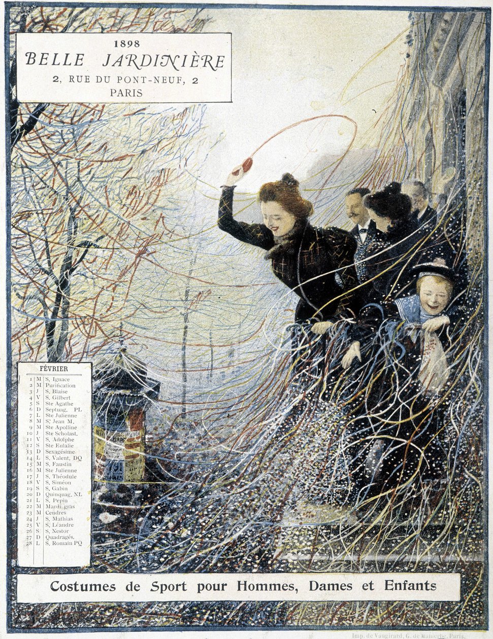 二月：“狂欢节”狂欢节——店铺日历“La Belle Jardinière” 作者 路易斯·阿内特·萨巴蒂埃（Louis Anet Sabatier）