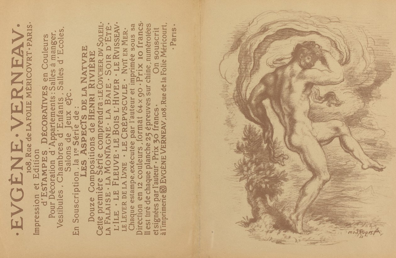 跳舞的裸体和欧仁-弗诺的Estampes décoratives广告[背面]，1897年。 作者 路易斯·安奎汀