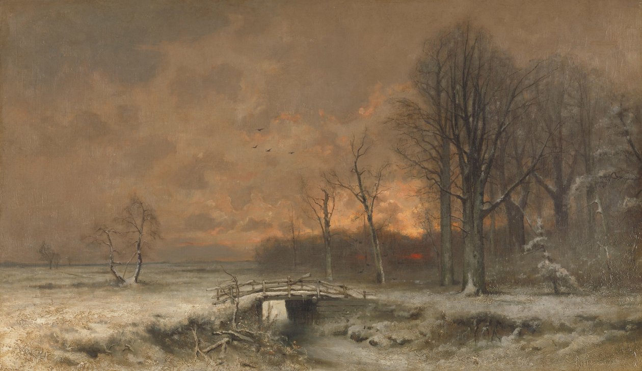 树后夕阳的冬景 作者 路易斯·阿波