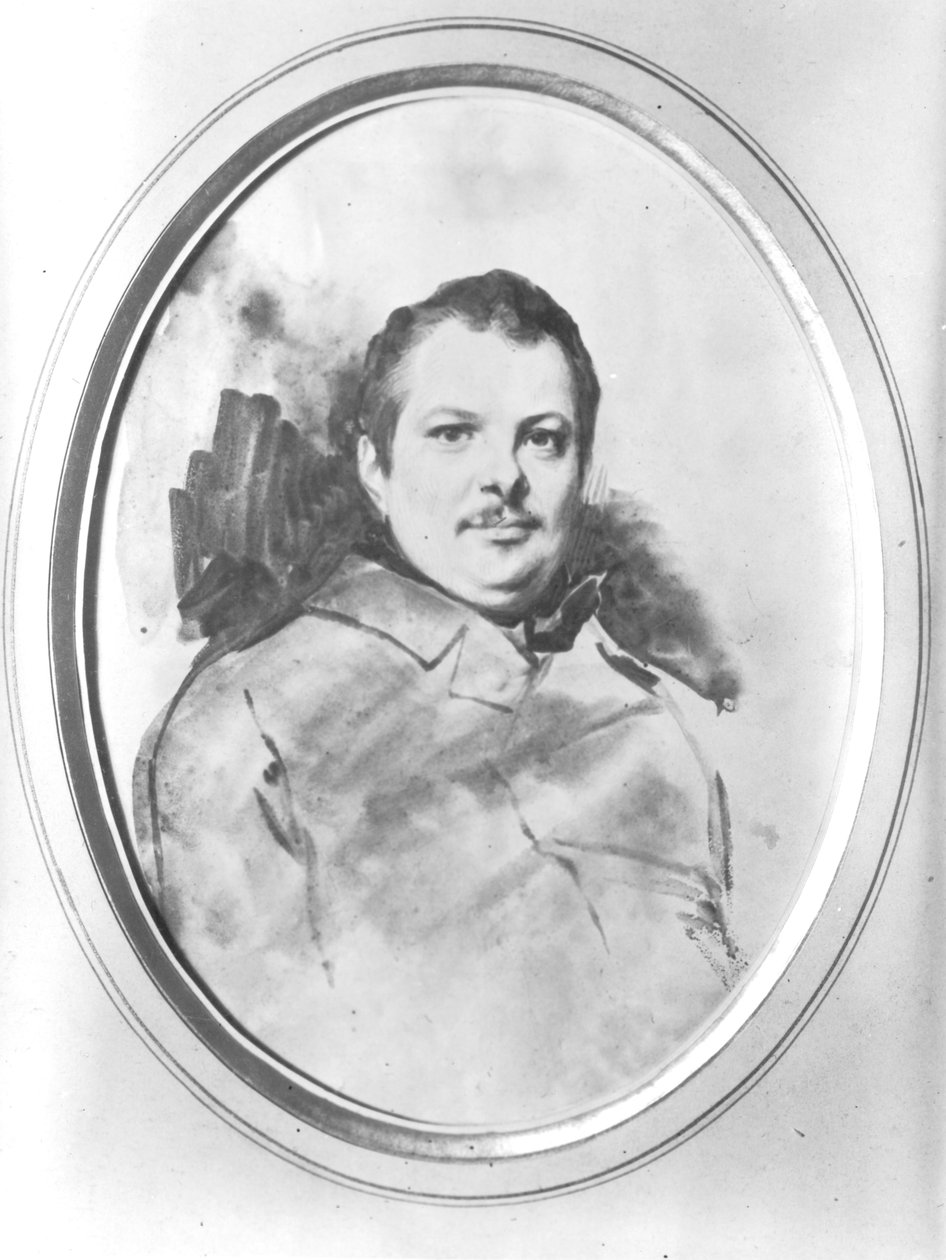 Honore de Balzac（1799-1850）c.1820（纸上水墨） 作者 路易斯·布朗厄尔