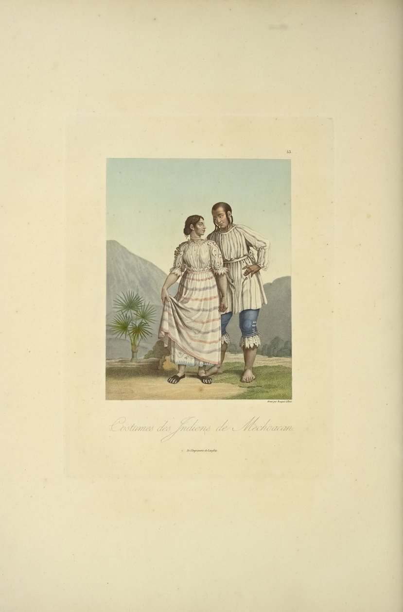 Mechoacan印第安人的服装，插图来自Alexander von Humboldt和Aime Bonpland的《Vues des Cordillères et Monumens des Peuples Indigènes de l