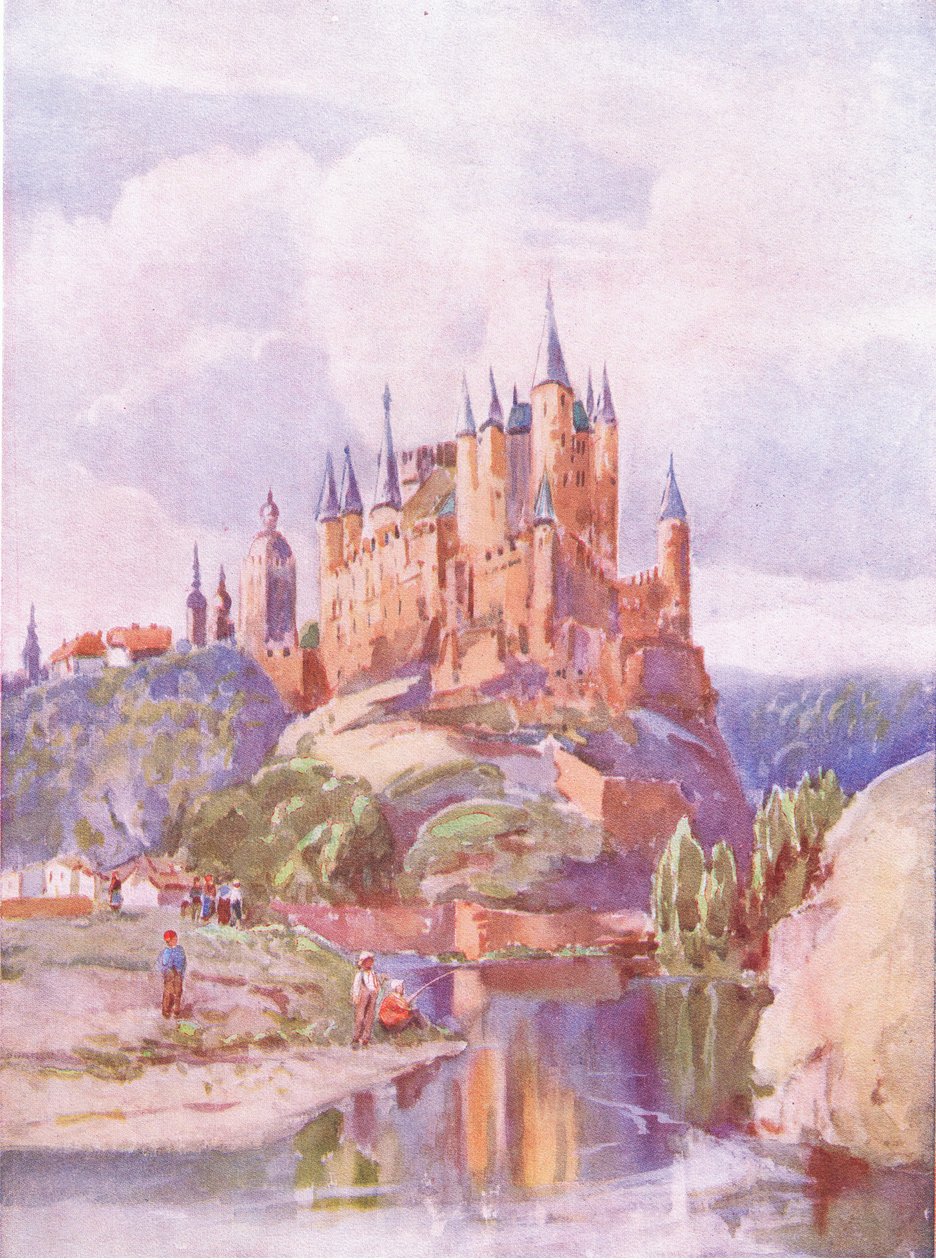 来自Hutchinsons Picturesque Europe的Alcazar，Segonia，由Hutchinson＆Son出版，c.1930 作者 路易斯·伯利·布鲁尔