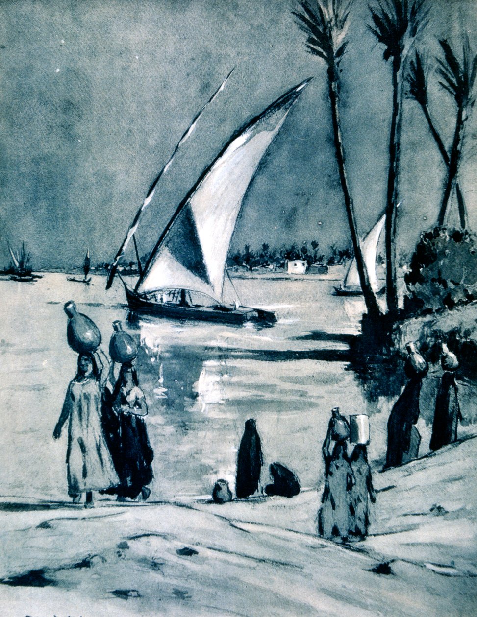 1928年，埃及开罗尼罗河上的水 作者 路易·卡巴尼斯