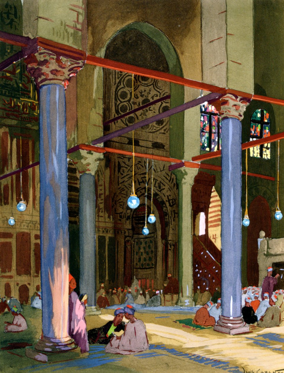 Al-Muayyad清真寺的内部，埃及开罗，1928年 作者 路易·卡巴尼斯