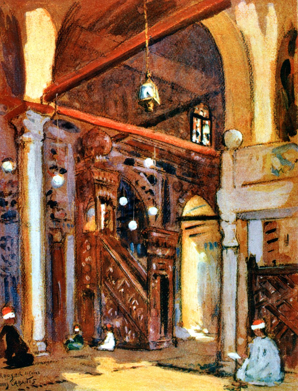 Al-Muayyad清真寺的内部，埃及开罗，1928年 作者 路易·卡巴尼斯