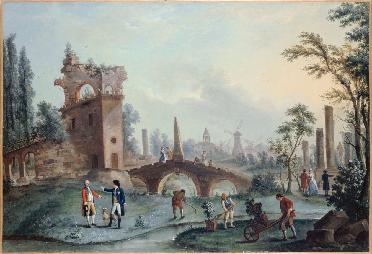 蒙梭花园景观，约 1778 年（布面油画） 作者 路易斯·卡罗吉斯·卡蒙泰勒