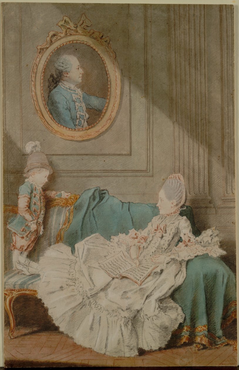 Millin du Perreux夫人和她的儿子，画肖像...，c。 1760。 作者 路易斯·卡罗吉斯·迪·卡蒙泰勒