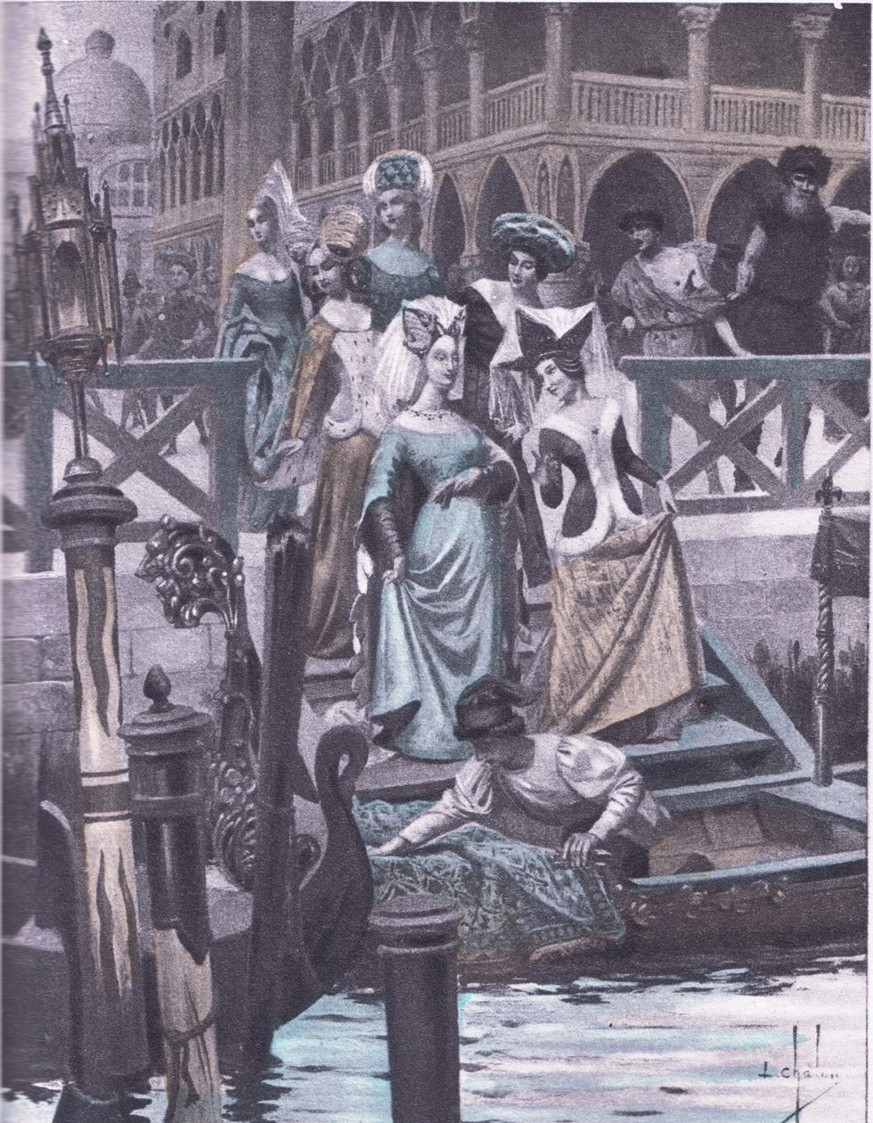 绿鹅，来自 Navarre Society 1930 年代出版的薄伽丘十日谈的插图（石版画） 作者 路易斯·沙隆