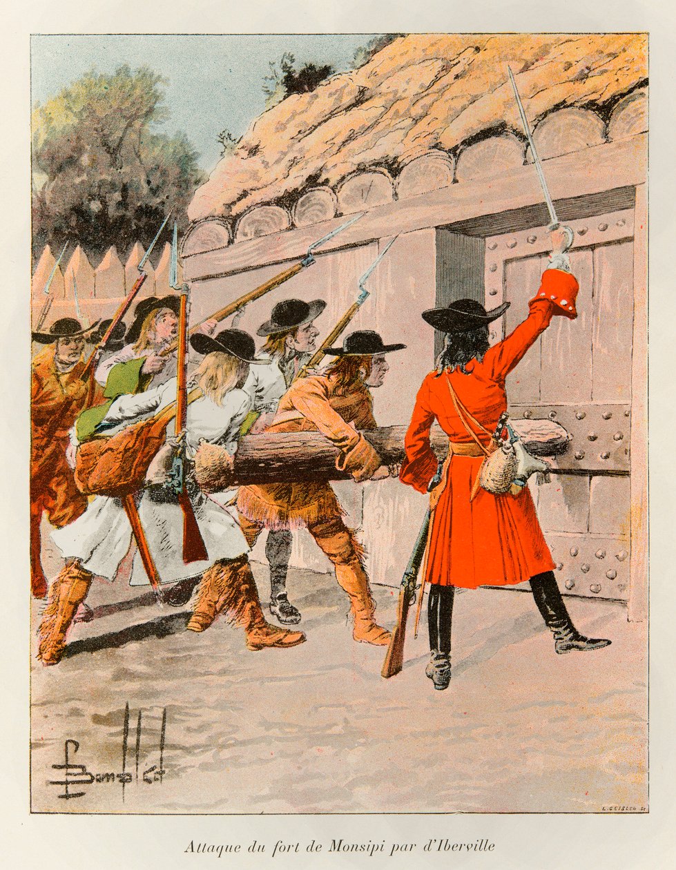 轰炸的路易斯（1862 - 1927）；皮埃尔-勒莫恩-伊伯维尔（1661-1706）对蒙西皮堡的攻击，6月20日 作者 路易斯·查尔斯·邦布尔