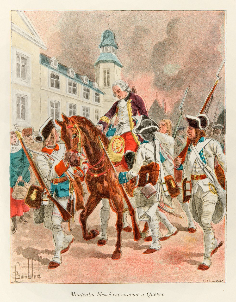 Bombled Louis（1862 - 1927）；蒙卡姆的路易斯-约瑟夫（Louis-Joseph）将军（1712-1759）在9月13日的亚伯拉罕平原战役后受伤被送回魁北克。 作者 路易斯·查尔斯·邦布尔
