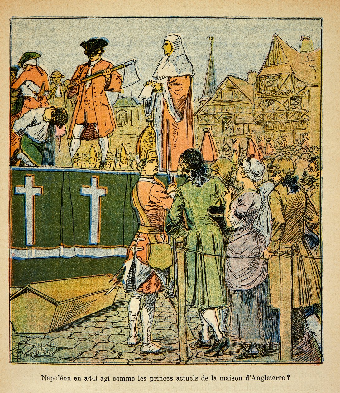 由Bombled Louis（1862-1927）创作的插图，出自Emmanuel de Las Cases伯爵（1766-1842）的《圣赫勒拿的纪念》一书。18世纪英国的公开处决，私人收藏 作者 路易斯·查尔斯·邦布尔