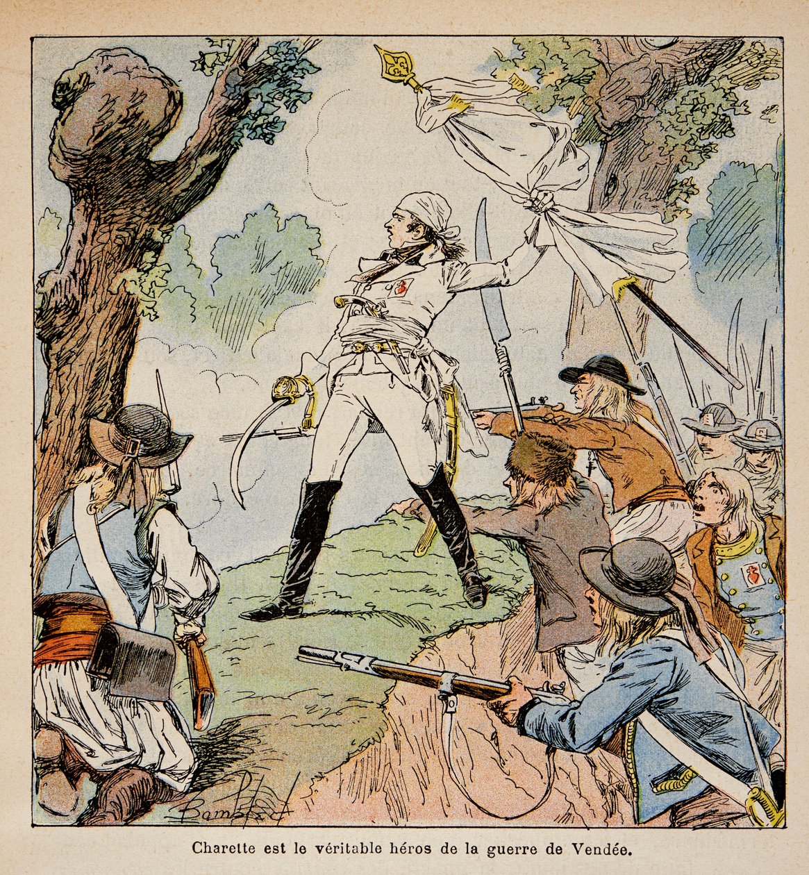 Bombled Louis（1862-1927）的插图，出自Emmanuel de Las Cases伯爵（1766-1842）的《圣赫勒拿的纪念》一书。文丁-沙雷特酋长和他的支持者，私人收藏 作者 路易斯·查尔斯·邦布尔