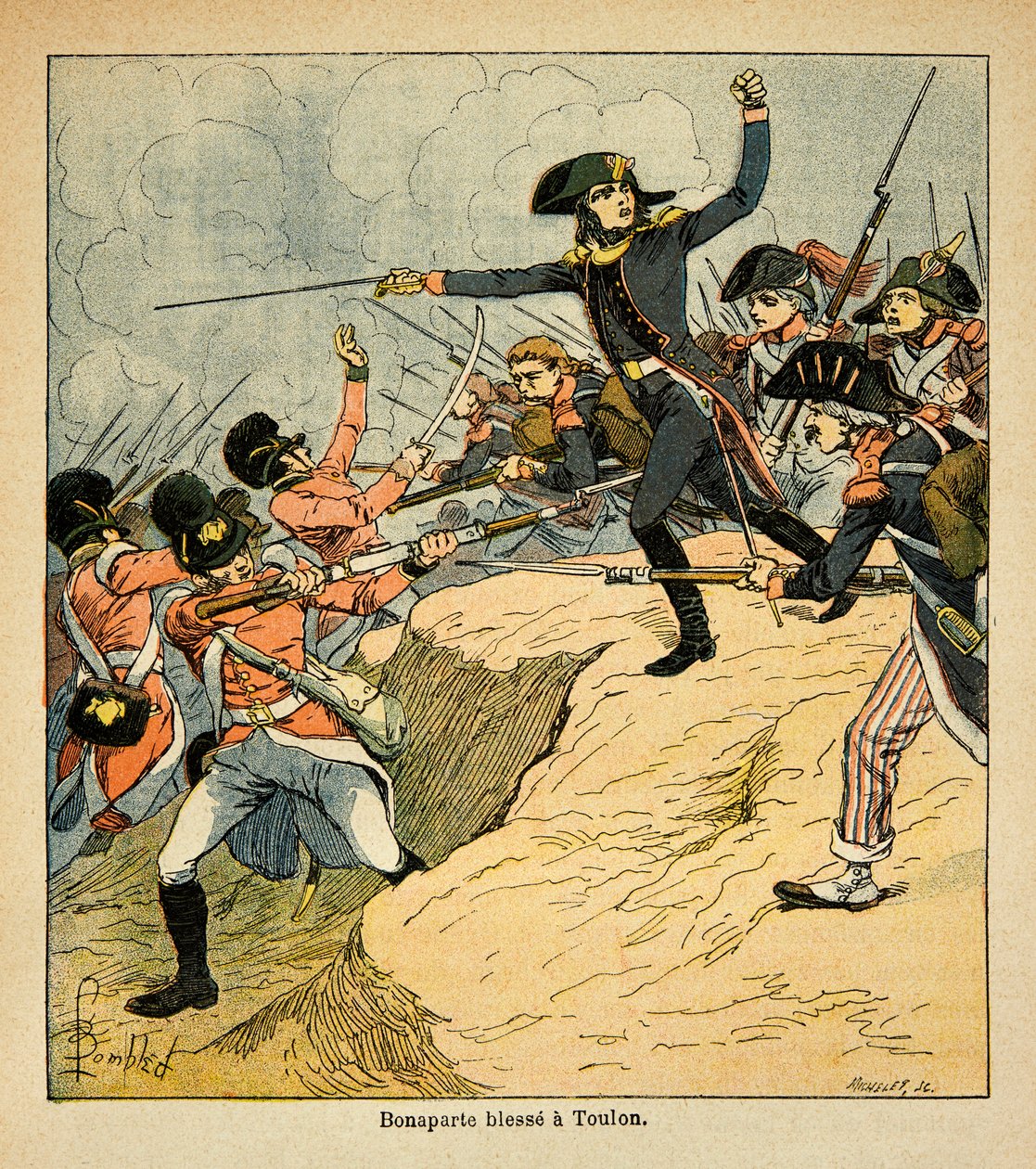 Bombled Louis（1862-1927）的插图，出自Emmanuel de Las Cases伯爵（1766-1842）的《圣海伦纪念》一书。波拿巴在土伦城的伤痕，私人收藏 作者 路易斯·查尔斯·邦布尔