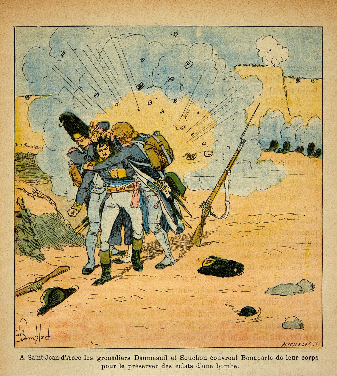 Illustration by Bombled Louis (1862-1927) from the book “The Memorial of Saint Helene” by Count Emmanuel de Las Cases (1766-1842): At the siege of Saint Jean d