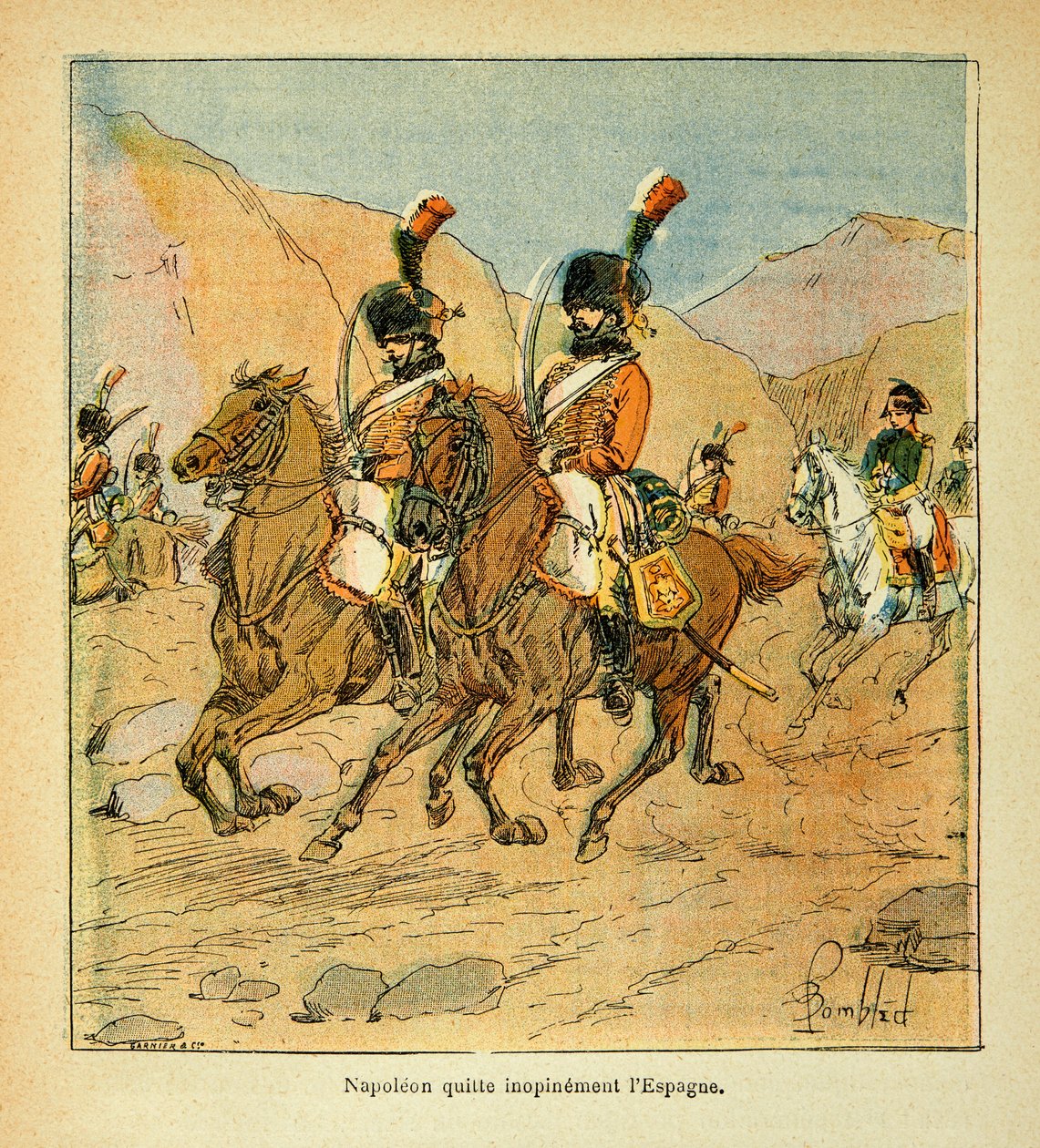 Bombled Louis（1862-1927）的插图，出自Emmanuel de Las Cases伯爵（1766-1842）的《圣海伦纪念》一书。拿破仑皇帝紧急离开西班牙 作者 路易斯·查尔斯·邦布尔