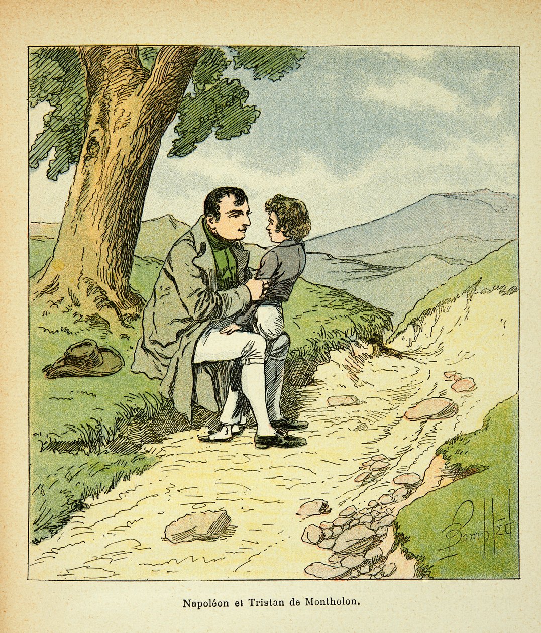 拿破仑（1862-1927）的插图，出自埃马纽埃尔-德-拉斯-库斯伯爵（1766-1842）的《圣-海伦纪念》一书。圣海伦、拿破仑皇帝和蒙托隆的特里斯坦，私人收藏。 作者 路易斯·查尔斯·邦布尔