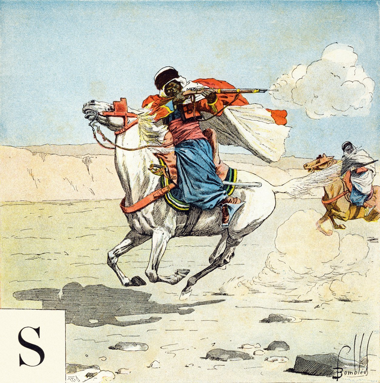 字母S：Spahis，"Je serai soldat"（我将成为一名士兵）--军事字母表 作者 路易斯·查尔斯·邦布尔
