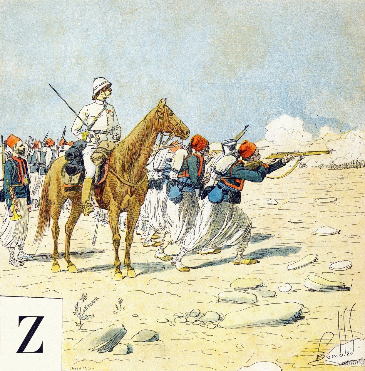字母Z：Zouaves，"Je serai soldat"（我将成为一名士兵）--军事字母表 作者 路易斯·查尔斯·邦布尔