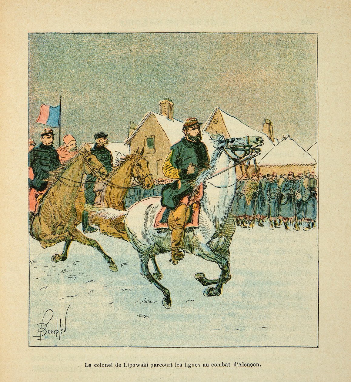 卢瓦尔河的军队》，作者是Eugene Sergeant, dit Grenest，由Louis Bombled（1862-1927）绘制（法德战争；1870-1871年的战役）。利波夫斯基上校1871年1月在阿朗松的战线上旅行，私人收藏品 作者 路易斯·查尔斯·邦布尔
