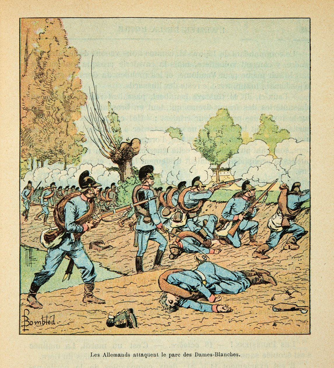 卢瓦尔河的军队，作者是尤金-塞尔金特（Eugene Sergent），又称Grenest，由Louis Bombled（1862-1927）插图（法德战争；1870-1871年的战役）。10月18日的夏多顿之战 作者 路易斯·查尔斯·邦布尔