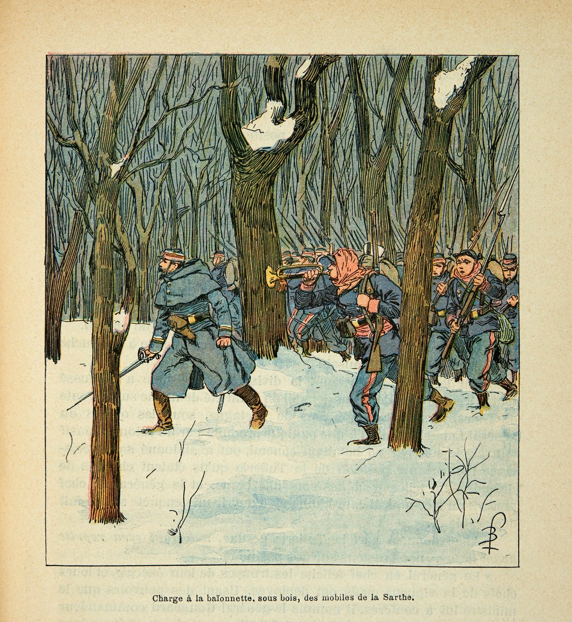 The Armee of the Loire by Eugene Sergent, known as Grenest, illustrated by Louis Bombled (1862-1927) (Franco-German War; campaign of 1870 -1871): Battle of Le Mans in January 1871, loading the mobile phones of the Sarthe, Private Collection 作者 路易斯·查尔斯·邦布尔