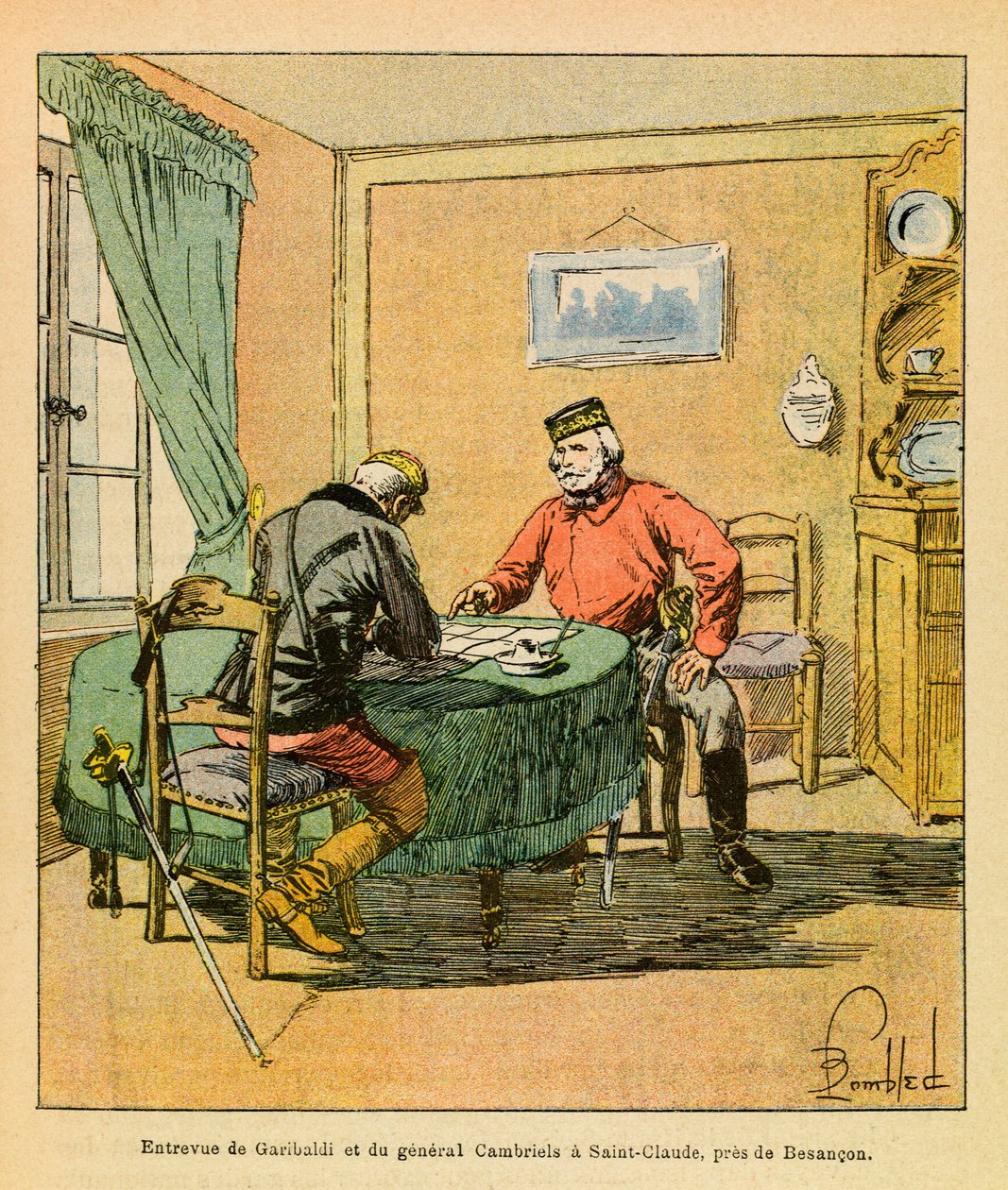 Eugene Sergeant, dit Grenest的东部军队，由Louis Bombled（1862-1927）绘制（法德战争；1870-1871年战役）。1870年10月加里波第和坎布里埃将军在贝桑松附近的圣克劳德的访谈，私人收藏 作者 路易斯·查尔斯·邦布尔