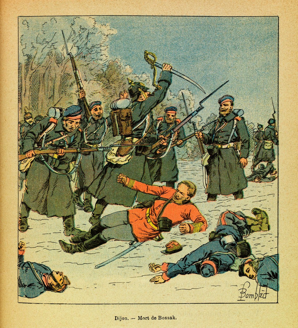 Eugene Sergeant, dit Grenest的东部军团，由Louis Bombled（1862-1927）绘制（法德战争；1870-1871年战役）。博萨克-豪克将军在被称为 "拉帽 "的地方死亡 作者 路易斯·查尔斯·邦布尔