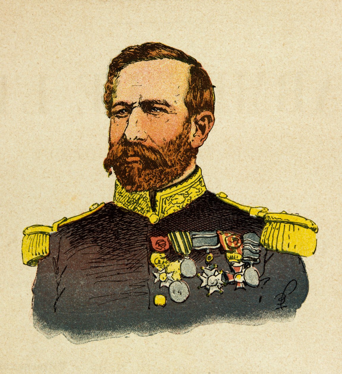 被称为Grenest的Eugene Sergeant的东部军团，由Louis Bombled（1862-1927）绘制（法德战争；1870-1871年的战役）。布尔巴基将军（1816-1897）的画像，私人收藏 作者 路易斯·查尔斯·邦布尔