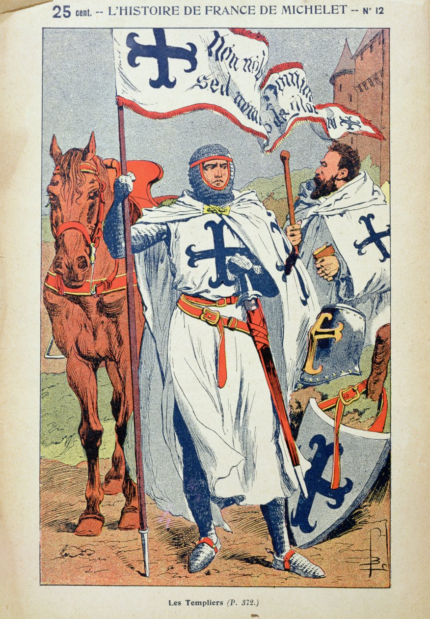 圣殿骑士团，来自&39;Histoire de France&39;的插图由Jules Michelet（1798-1874）c.1900 作者 路易斯·查尔斯·邦布尔