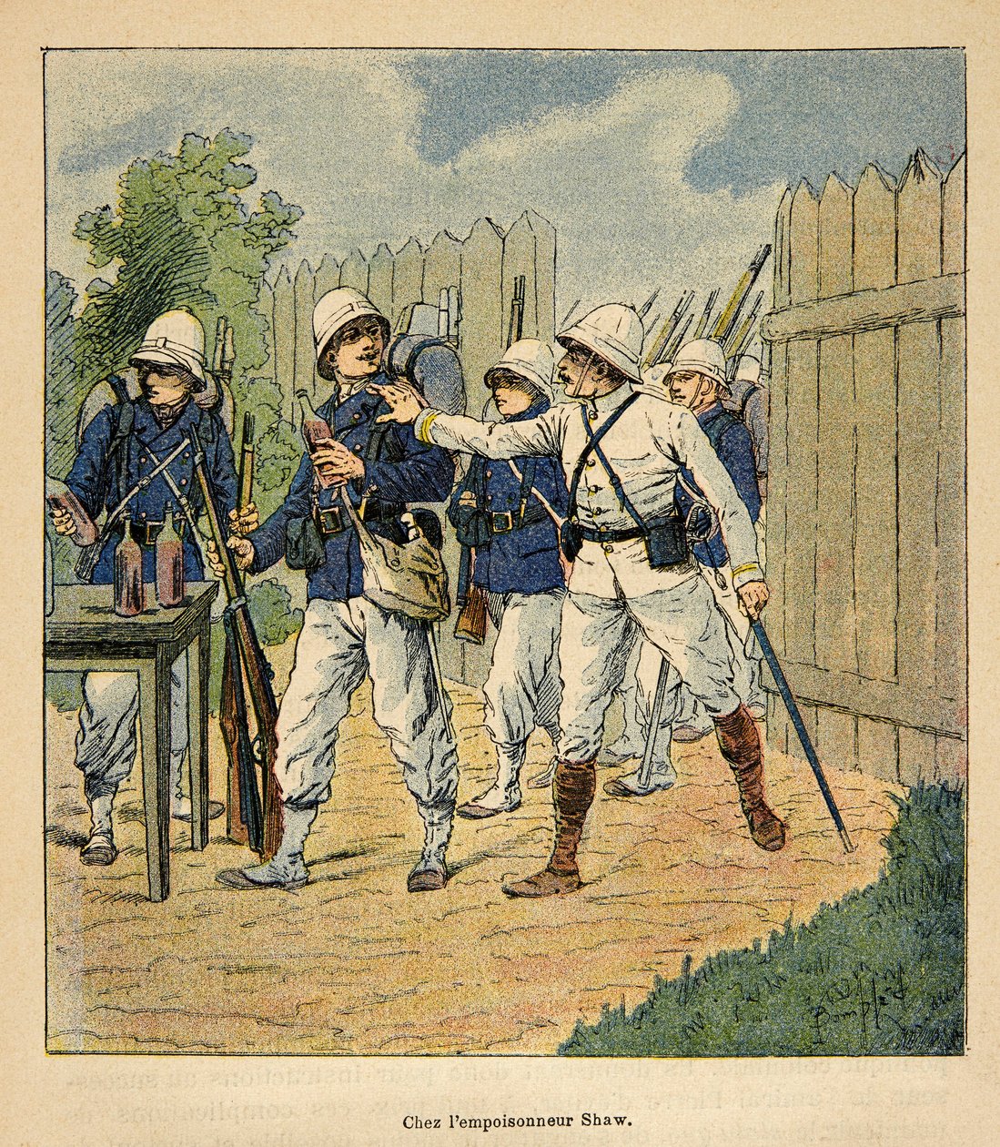 马达加斯加的战争--1885-1895年法国远征的轶事史》，作者亨利-加利（Henri Galli dit Galllichet）（1854-1922），由路易斯-邦布雷（Louis Bombled）（1862-1927）绘制。1884年，法国军队在毒药师肖（英国卫理公会牧师，曾离开被毒死的b 作者 路易斯·查尔斯·邦布尔