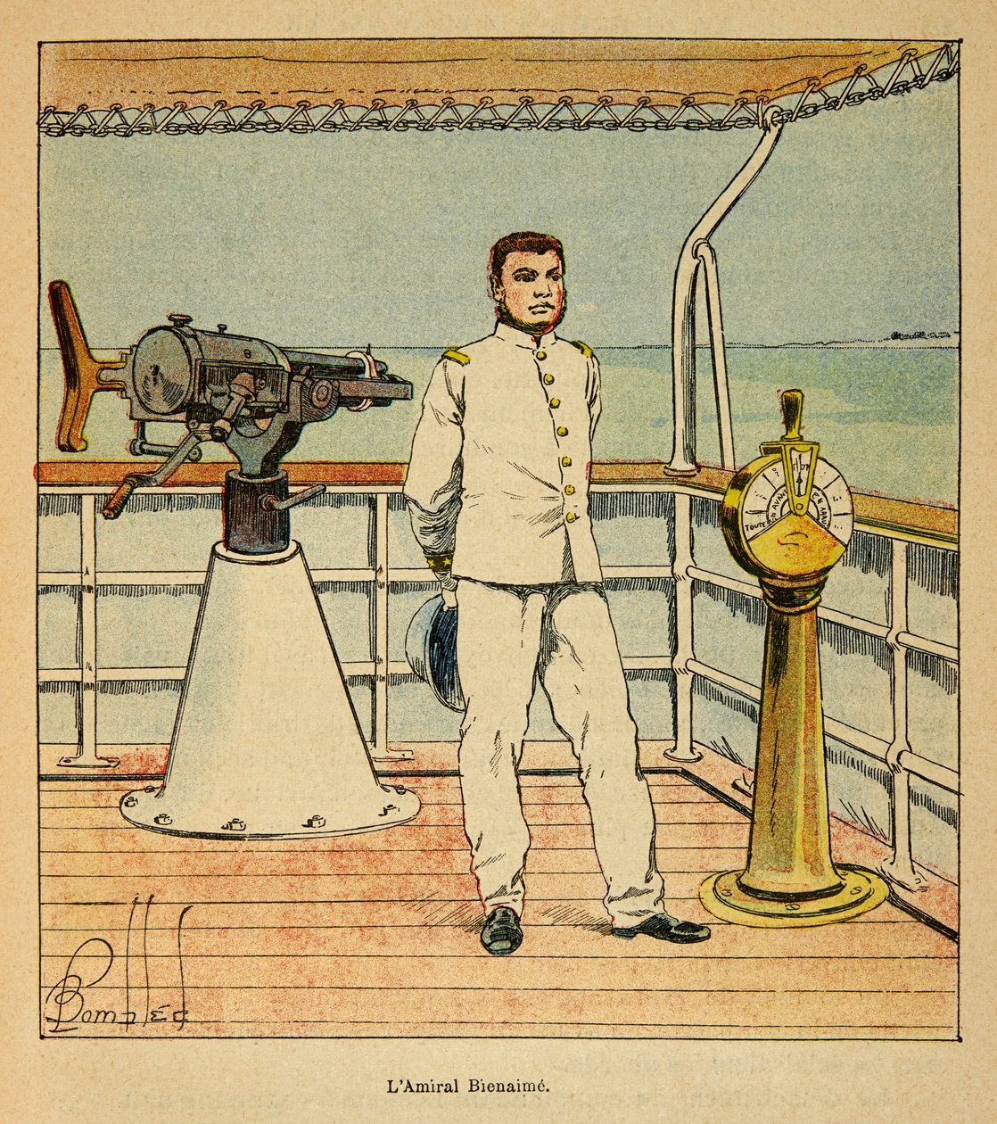 The War in Madagascar-Anecdotal History of the French Expeditions of 1885-1895 by Henri Galli dit Galllichet (1854-1922), illustrated by Louis Bombled (1862-1927): Portrait of Admiral Bienaime (1843-1930), Private Collection 作者 路易斯·查尔斯·邦布尔