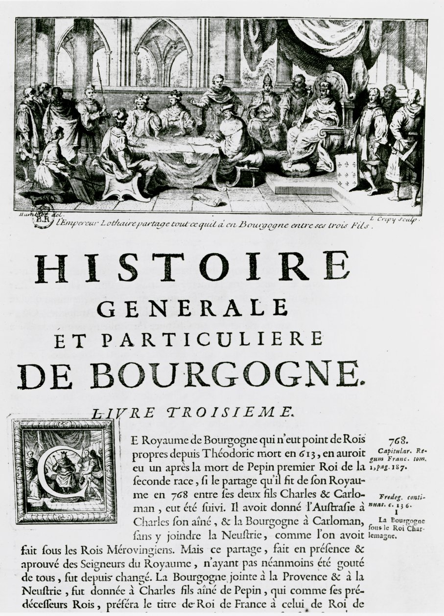 &39;Histoire de Bourgogne&39;的主题，描绘了皇帝Lothair 作者 路易·克里皮