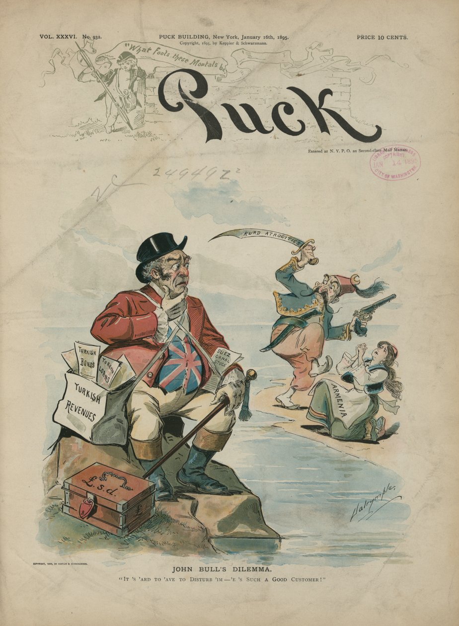 约翰-布尔的困境》，《Puck》杂志 作者 路易·达林普
